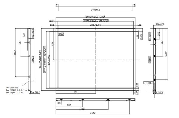 Quality 12.1 Inch Reshine High Brightness LCD Display Monitor LVDS 1024X768 for sale
