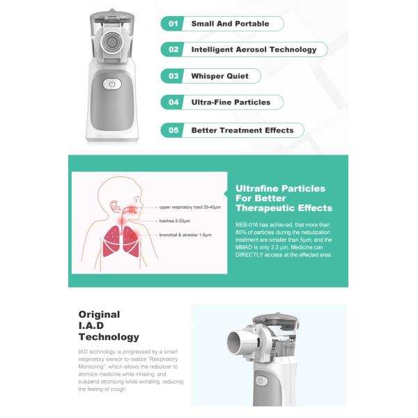 ISO Portable Handheld Nebulizer 1 Hour Oxygen Inhaler Mesh Nebulizer