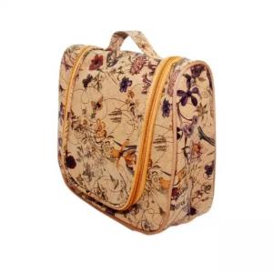 China Travel Soft Vegan Leather Makeup Cosmetic Bag Flower Pattern Customized Wholesale on sale