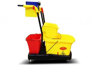 Wholesale Multifunctional Yellow Plastic Hotel Cleaning Equipment With Mop Bucket / Press Wringer from china suppliers