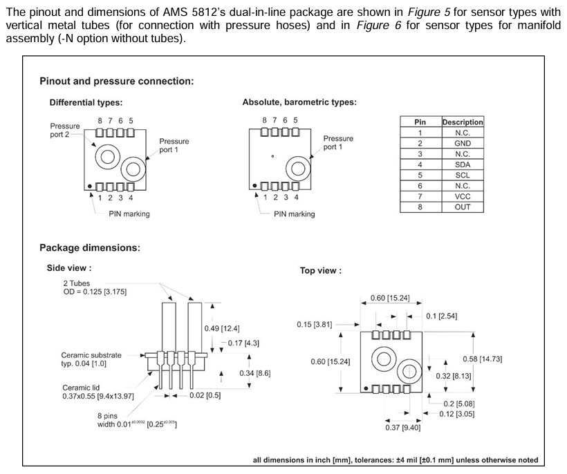 TEST CIRCUIT BOARD FOR Pressure Sensor AMS 5812 AMS 5915 AMS6915 by Analog Microelectronics GmbH
