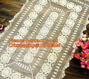 Rectangular coffee table linen table cloth table, Corcheted Lace Table linen, Tablecloth