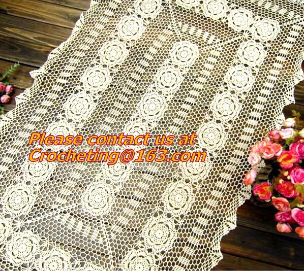 Quality Rectangular coffee table linen table cloth table, Corcheted Lace Table linen, Tablecloth for sale