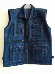 China mens vest in 100% cotton, denim, jean, black, fishing vest, S-3XL on sale