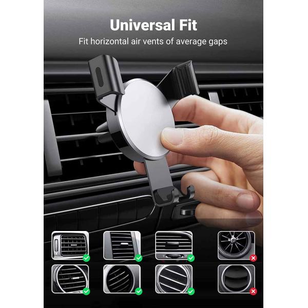 360 Degrees Rotation Air Vent Mount Phone Holder Auto Lock Gravity 85mm
