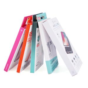 China Matt Lamination Tempered Glass Packing Box , Screen Protector Packaging With Hanging on sale