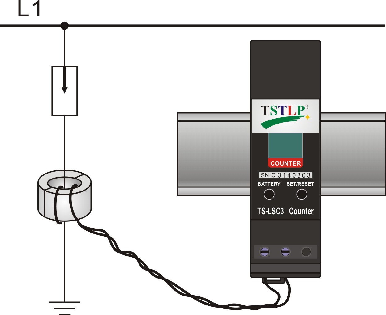 Counting Function Lightning Surge Counter With 1m Long Twisted Pair