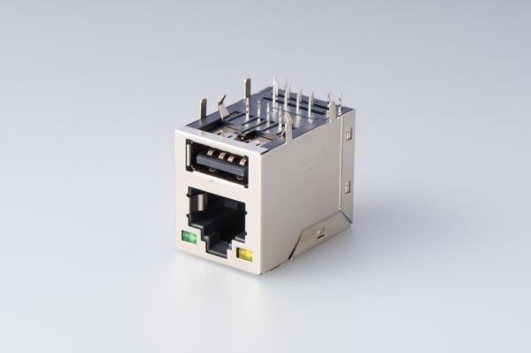 Quality RJ45 USB 2.0 Stack Embedded Board , Rj45 Ethernet Jack Tab Up Without Transformers for sale
