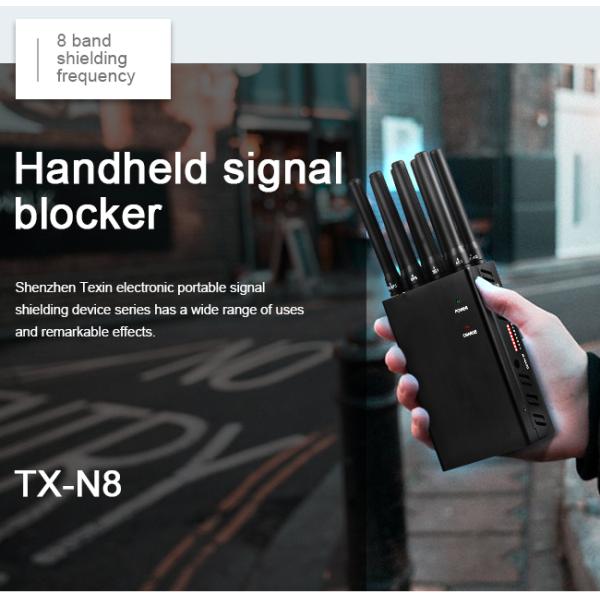 2G / 3G / 4G Portable Cell Phone Signal Jammer 8 Antenna WiFi Scrambler GPS Blocker Device