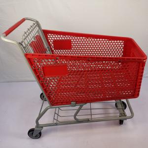 Wholesale 175L Red Semi Plastic Shopping Carts With 5 TPU Wheels Basket Shopping Trolley from china suppliers