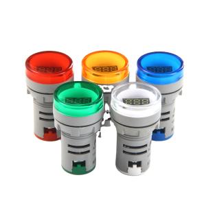 China 5-60V small digital tube indicator voltmeter round panel digital display voltmeter with pilot lamp measurement on sale
