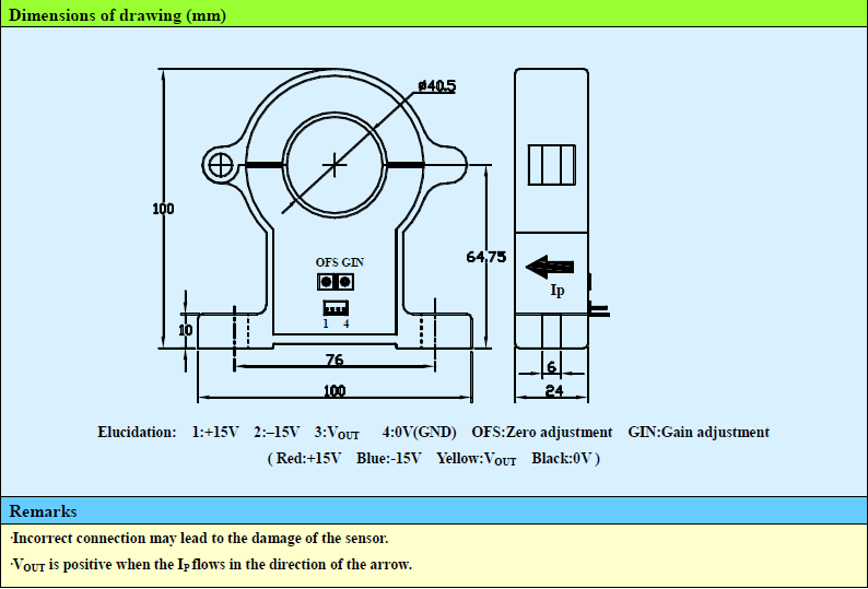 Black Open Loop Split Core Current Sensor For Measuring AC / DC Pulsed Current