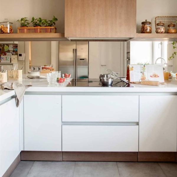 New Trend Melamine Wood Modern Modular Kitchen Cabinet With Cultery Drawer And Trash Box