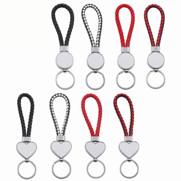 Sublimation PU Rope Keychain Key Ring Custom Blank Sublimation Car Key Chain