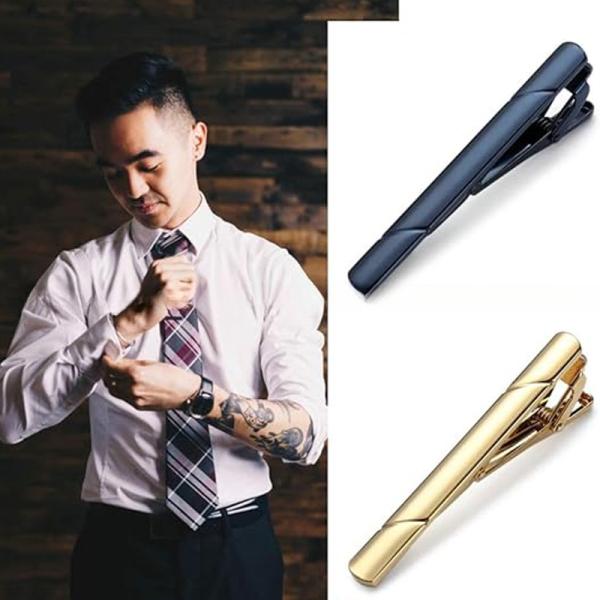 Invisible Setting Men'S Tie Bar Set Silver Black Blue Gold For Regular Ties