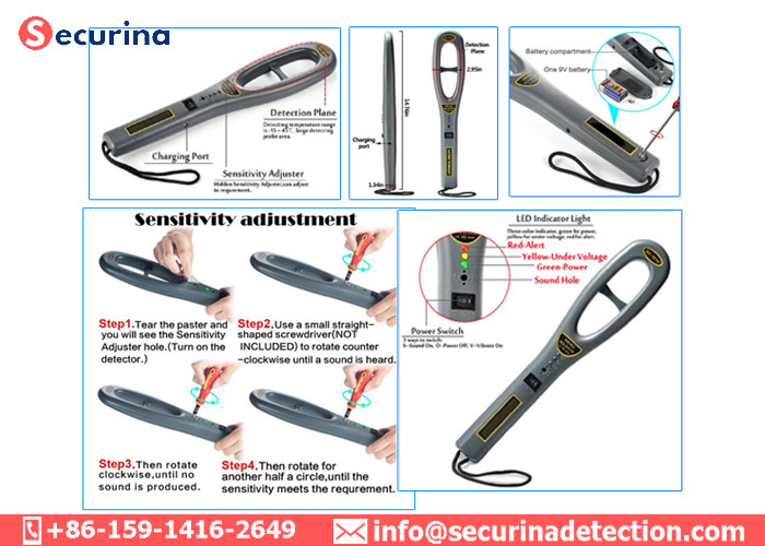 25Hz 0.5s Hand Held Security Detector 50mm Tack LED Indicator GC-101H
