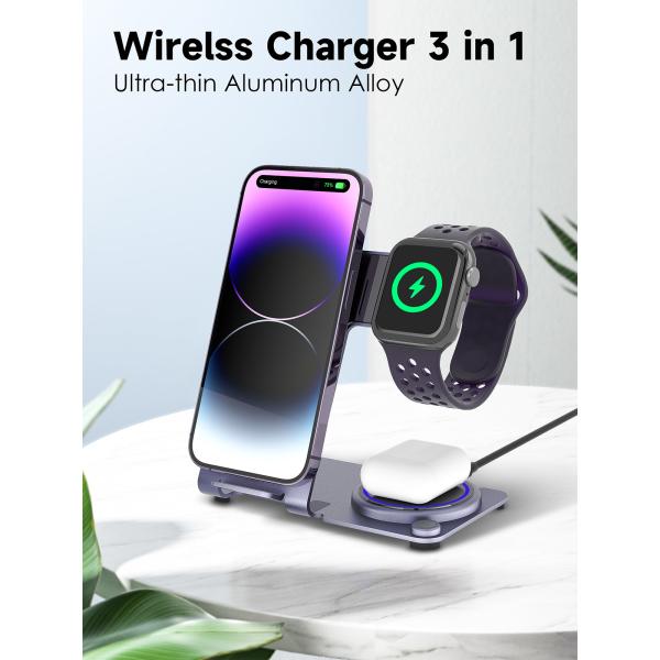 3 in 1 15W Metal Wireless fast Charging Station The Best Solution for Your Wireless Charging Needs