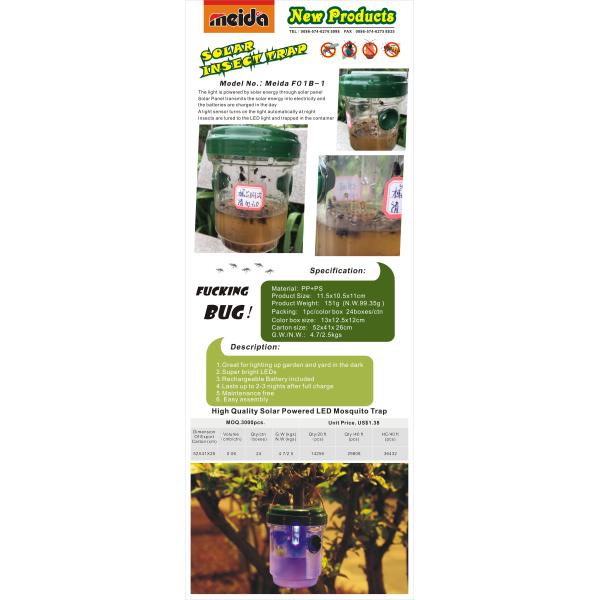 Practical Solar Panel Wasp Bee Trap Bug Zapper Fly Cacher for Outdoor Pest Control