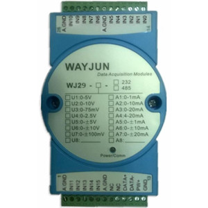 Wholesale WAYJUN 16-CH Analog Signal to RS485/232 Modbus Converters DIN35 blue signal acquisition CE approved from china suppliers