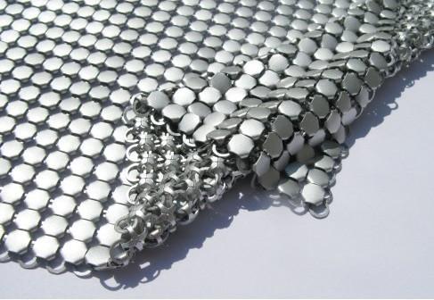 Quality Metallic Sequined Aluminum Mesh Shower Curtain , Mesh Drapery Fabric Soft Texture for sale