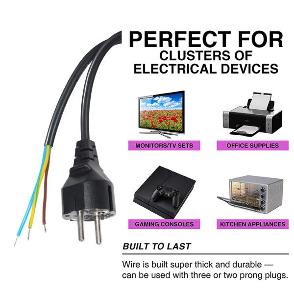 EU CEE 77 AC Power Cord with Strip Ends for Industrial Equipment