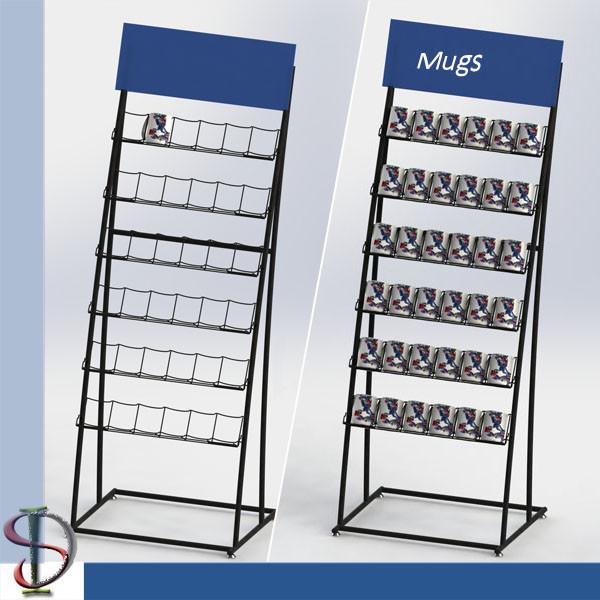 Quality Ceramic Mug display stand / Mult-tiers wire shelf display rack / metal one side floor stand / POP display stand for sale