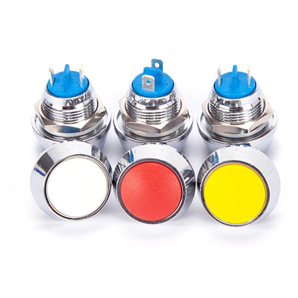 2Pin 12mm Momentary Push Button Switch , IP65 Flat Momentary Switch