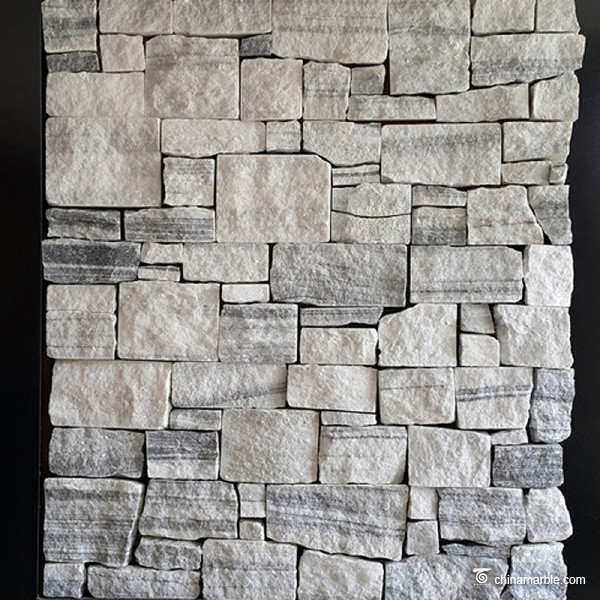 Cloudy White Natural Mesh Backed Stone , Mesh Mounted Garden Wall Stone