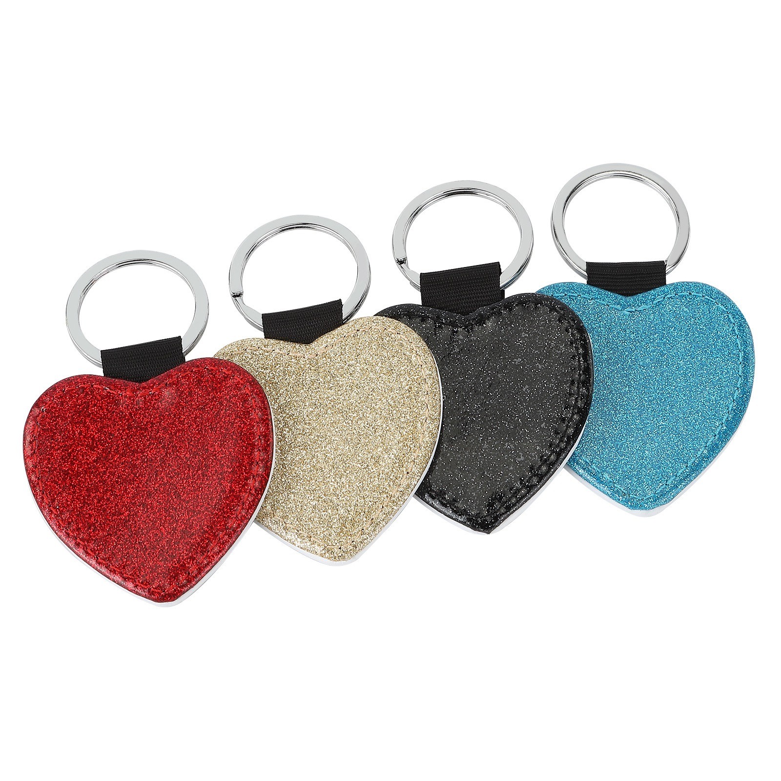 Leather Sublimation Keychain Colorful Blank Single Sided Glitter Keychain Custom Key Tag