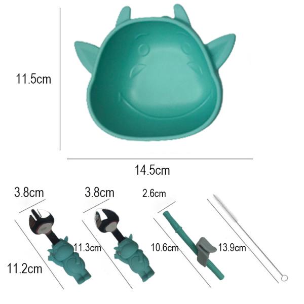 Imp Shape Reusable Silicone Baby Feeding Set Non Slip Bpa Free Bowl Customized
