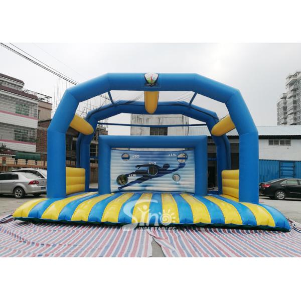 Kids N Adults Inflatable Sports Games Football Goal Shoot With Big Jumping Pad For Interactive Games