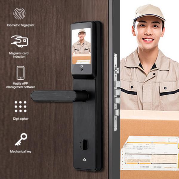 Quality Touchscreen Smart Front Door Locks Fingerprint Anti Peep Tuya App Remote Control for sale