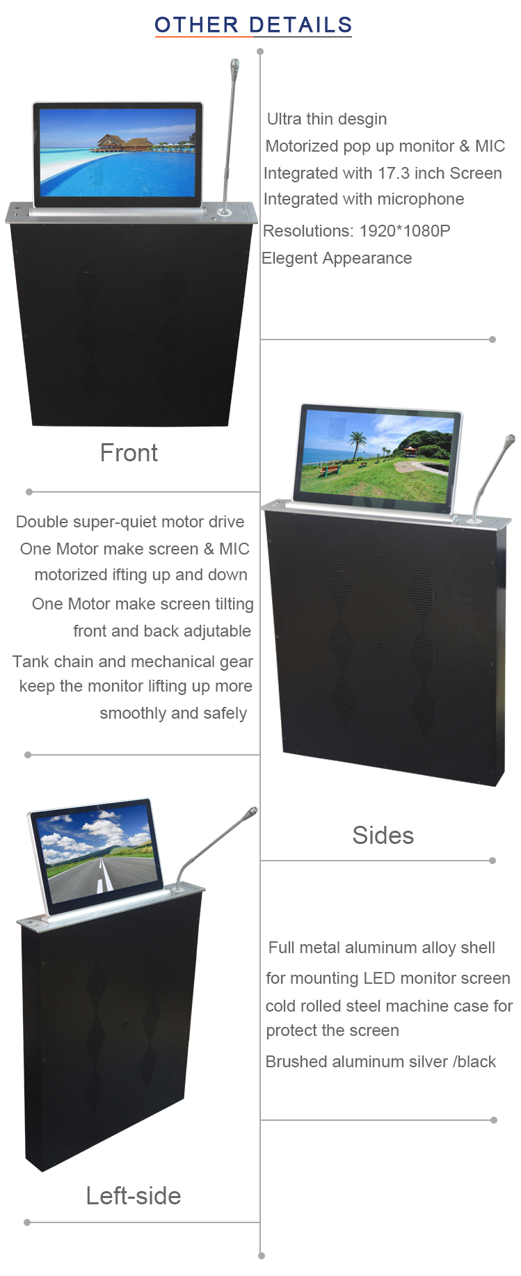 LCD monitor lifting conference system with retractable monitor and discussion mirophone