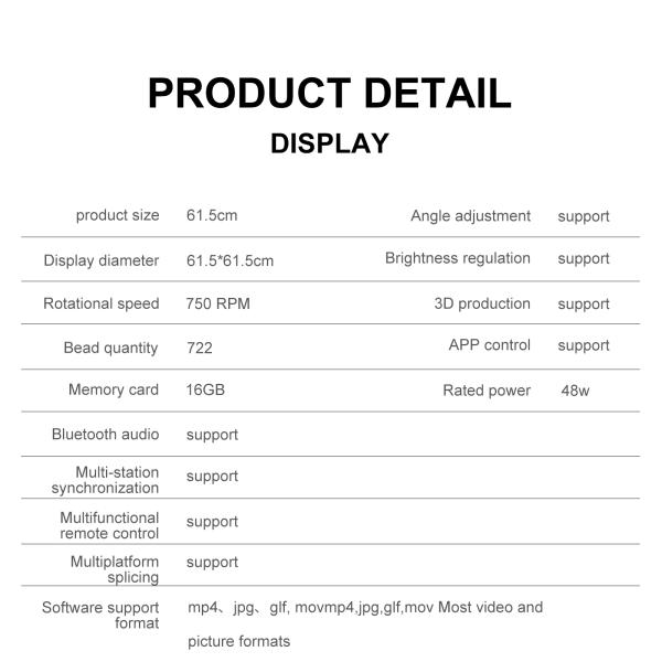 2300 Brightness 3D Holographic Fan with Wifi Control and Rotating Holographic Display
