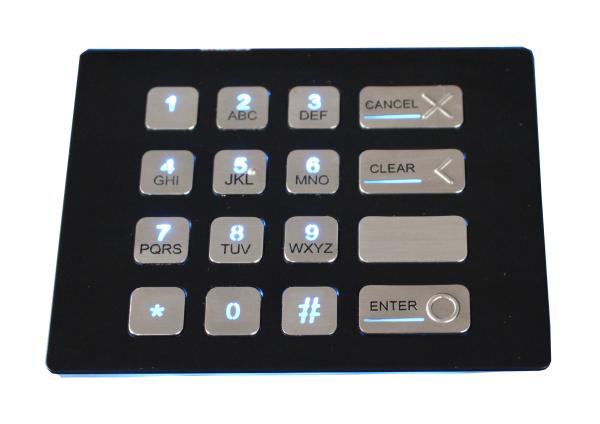 16 keys weather proof industrial black backlit metal numeric USB keypad with dot