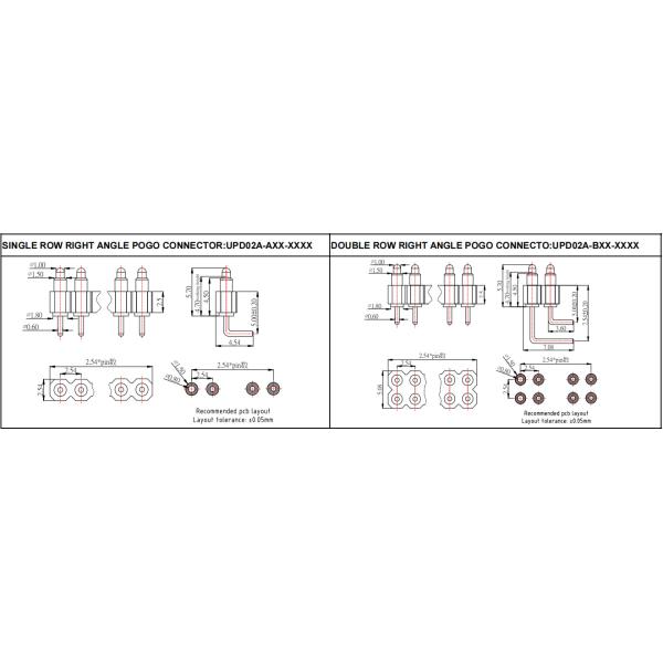 12pin Right Angle Pogo Pin Connector Brass Spring Loaded Pin Connector 2.54mm Pitch