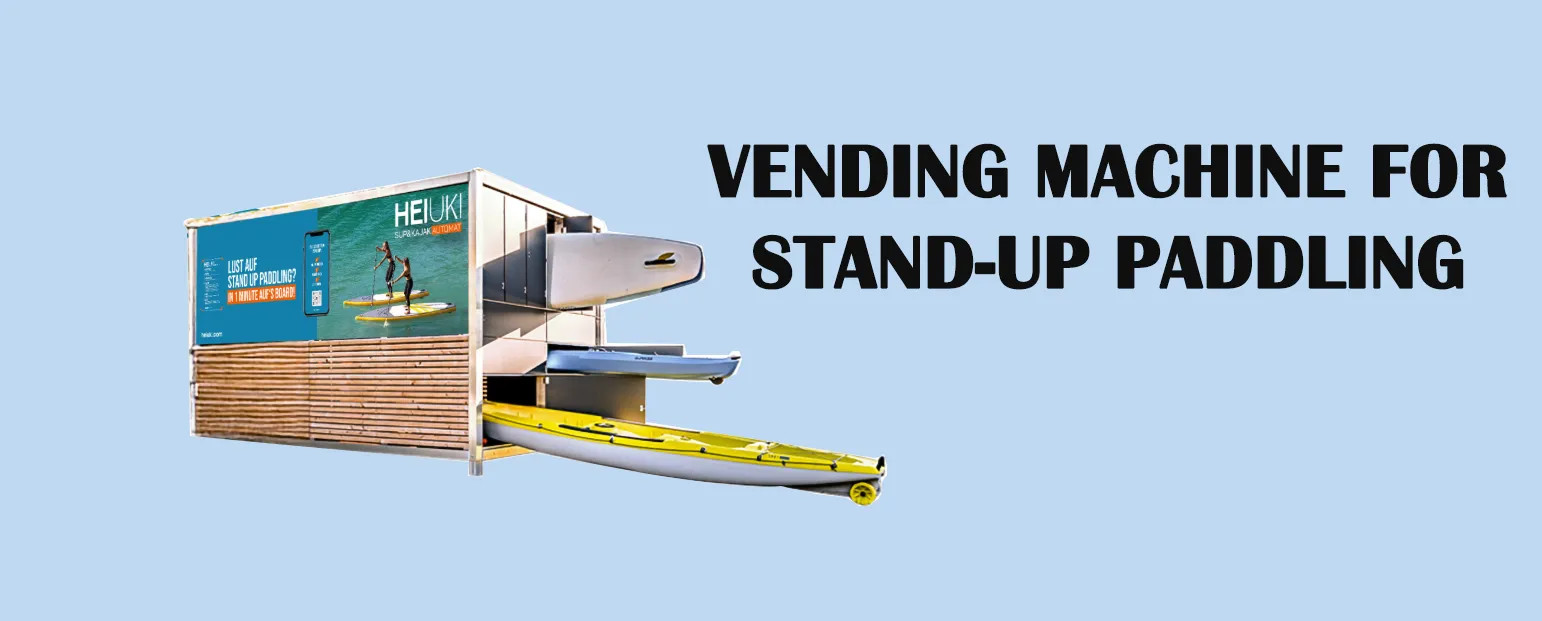 Fully Automated SUP Kayak Vending Machine For Renting SUPs And Kayaks Self-Service Outdoor Water Sports