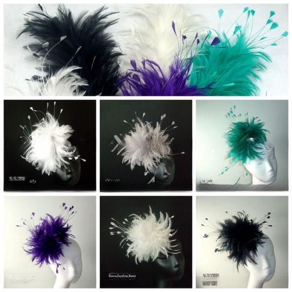Dyed Hackle And Coque Feather Mounts , Chicken Flower Feather Headband