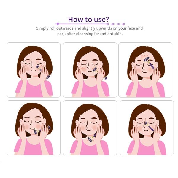 Purple Amethyst Jade Roller Gua Sha Set Tighten Skin