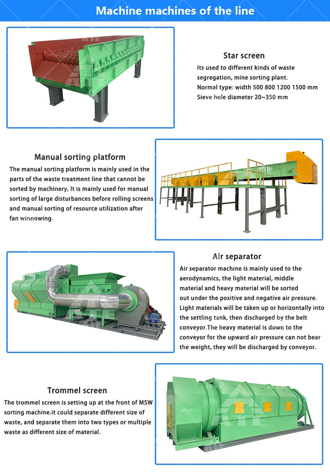20T/H-100T/H Garbage Sorting Line Urban Trash Garbage Sorting Equipment Recycle