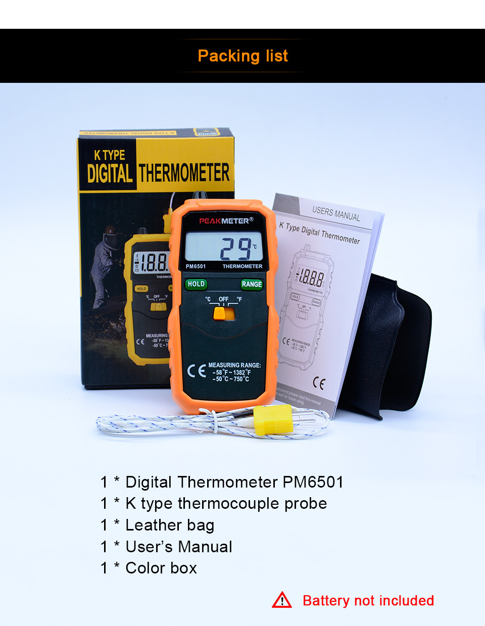 K - Type Wireless Digital Thermometer Humidity Meter With Data Hold / Logging
