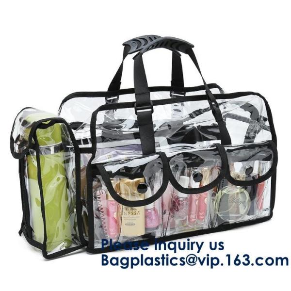 Clear PVC Bag With Zipper Interior Pouch And Detachable Shoulder Strap,Cosmetic Tote Bags With Zipper Closure, bagease