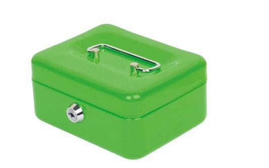 8" Metal Cash Box With Key Lock Money Coin Safe Box For Office Supplies