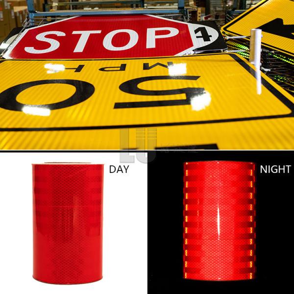 Red High Intensity Prismatic Reflective Sheeting Roll Printable Flexible OEM