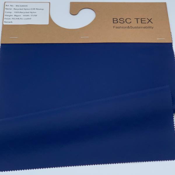 PU Coated 0.08 Ripstop Recycled Nylon Fabric 38gsm Taffeta