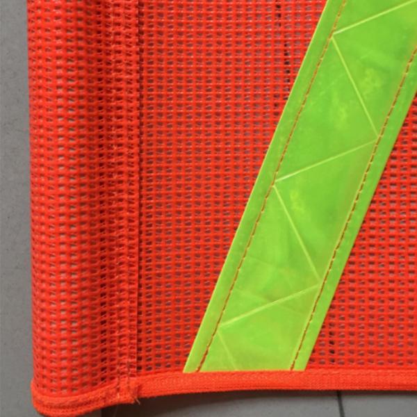 Orange Outdoor Traffic Safety Flag PVC Fabric 46cm With Reflective Tape