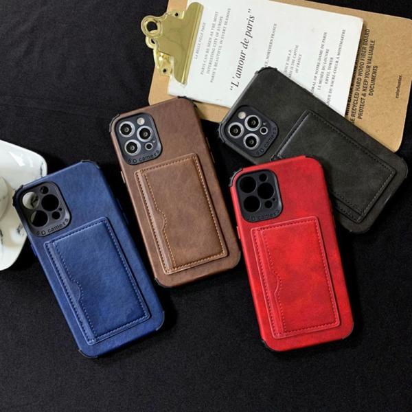 Shockproof Card Pocket Phone Case Vintage PU Leather KickStand Toughed Corners