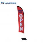 Single Side Outdoor Advertising Flags No Loose Edges Heavy Steel Base With