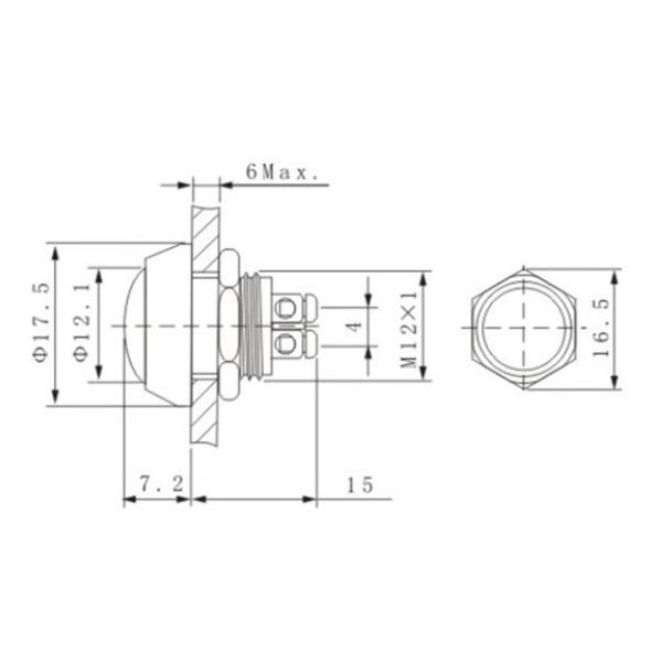 12mm Miniature Panel Mount Push Button Switches Red Green Blue Ball Round Head Self Reset