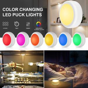China Remote Control LED Puck Lights Wireless Under Cabinet Lighting AA Battery Powered on sale